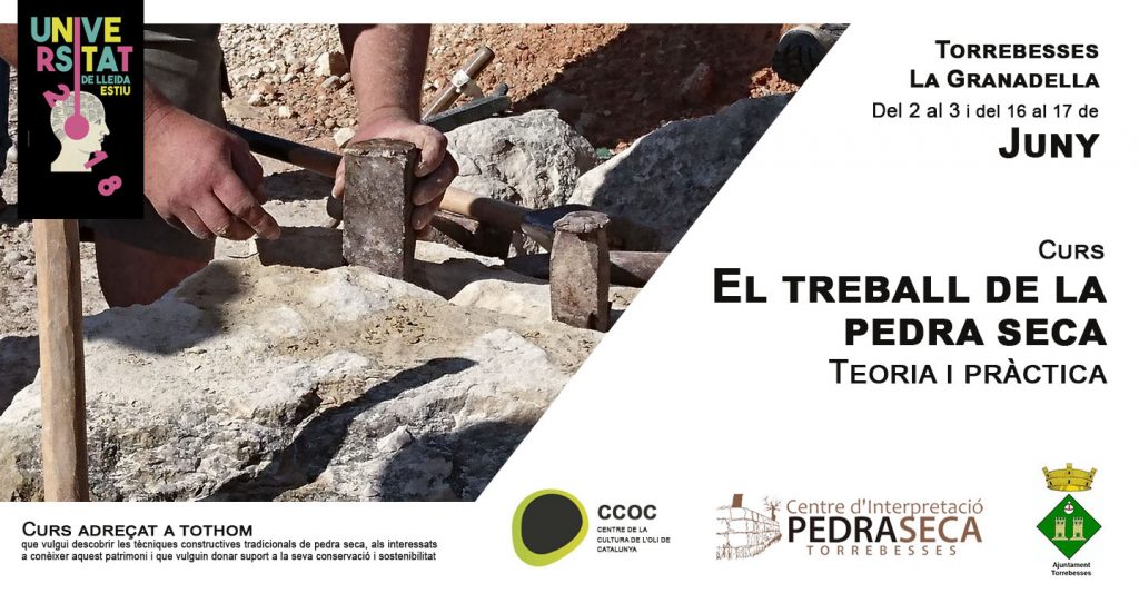 Cartell del curs "El treball de la pedra seca: Teoria i pràctica" de la Universitat d'Estiu de la UdL